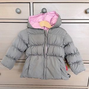 ♥️ Onekid Reversible Pink/Grey Puffer Coat size 2T